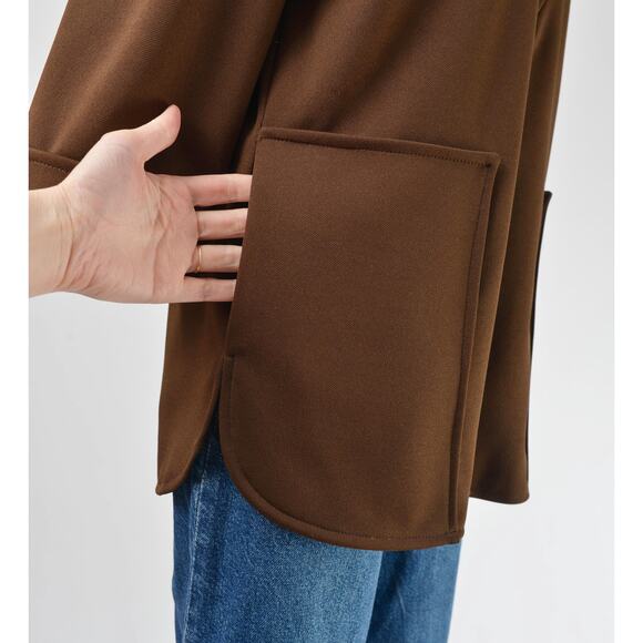 Vintage 70s Brown Deep V Neck Top with Pockets by Toni Todd size M - Picture 4 of 6